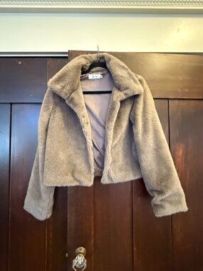 Grey Short Faux Fur Coat Sadie & Sage